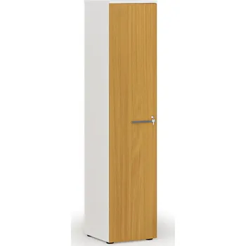 Kancelářská sestava Úzká kancelářská skříň PRIMO WHITE, 400 x 420 x 1781 mm, bílá/buk