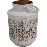 Kovový svícen s dekorativním výřezem 23 cm, bílý IIN2309 Wh/Gold