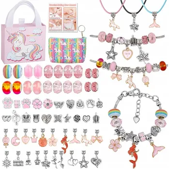 Dětské navlékací korálky Sada korálků pro výrobu náramků, růžová