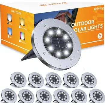 Venkovní osvětlení ZAHRADNÍ SOLÁRNÍ SVĚTLA DISKY LED ZAPICHOVACÍ NÁJEZDOVÉ ZEMNÍ SVĚTLA DISK x12