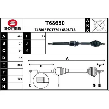 Poloosa kola Hnací hřídel EAI T68680