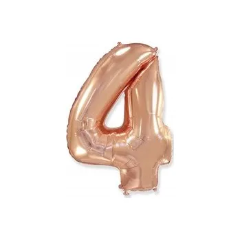 Balónek Fóliový balónek Číslice "4" Flexmetal, Růžové Zlato (100 cm)