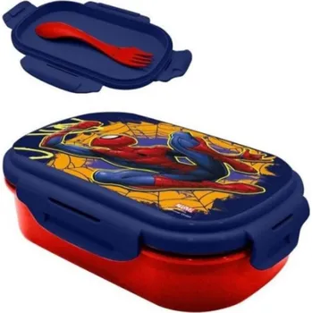 Svačinový box Plastový box na svačinu s příborem Marvel|Spiderman: Klouzání po pavučině (21 x 14 x 6 cm)