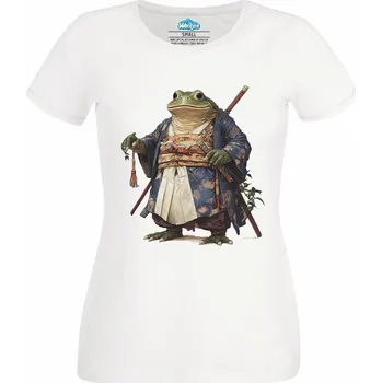 Dámské tričko Dámské tričko Žába Samuraj Bojovník z Japonska (Velikost: 4XL, Barva: Bílá)