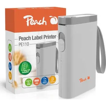 Tiskárna PEACH PE110 - tiskárna samolepících štítků, nabíjecí, šedá