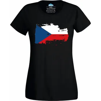 Dámské tričko Potrhaná Vlajka České republiky (Velikost: 4XL, Barva: Černá)