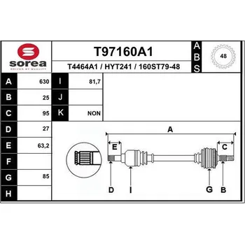 Poloosa kola Hnací hřídel EAI T97160A1