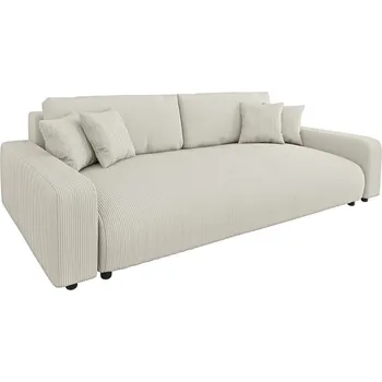 Pohovka Krémová manšestrová rozkládací/s úložným prostorem pohovka 234 cm Sara – Ropez ID_1769258