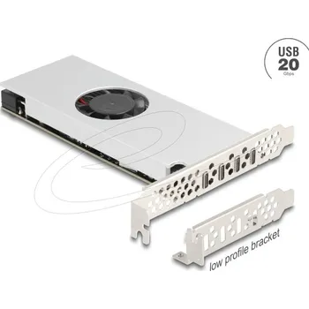 Delock karta PCI Express x16 se 4 x porty USB 20 Gbps USB Type-C™, s ventilátorem, chladičem, Low profile 90806