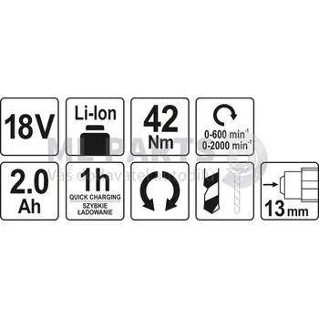 wiertarko-wkrętarka 18V Li-Ion akumulator 2.0Ah/bezszczotkowa