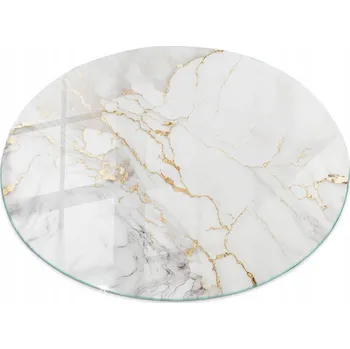 Konferenční stolek Kulatý deska stolu Tvrzené Sklo Mramorový styl s žilkami o průměru 100 cm