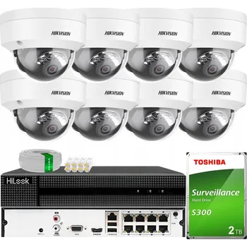 Bezpečnostní kamera IP Monitorovací Set 8 Kamer 4MPX Smart Hybrid Light Hikvision PoE 2TB