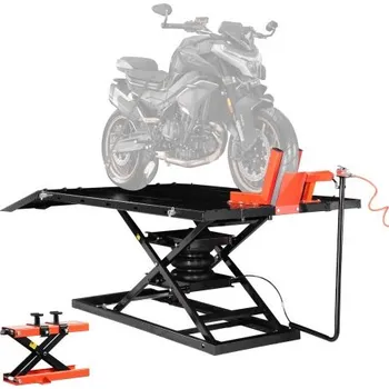zvedák Zvedací stůl pro motocykly VEVOR, nosnost 726 kg, pneumatický zvedák pro motocykly, výškový rozsah 21,6–76 cm, stojan pro opravy těžkých motocyklů s odnímatelným pracovním stolem, opravárenský stojan pro čtyřkolky, terénní motocykly