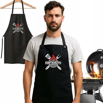 Kuchyňská zástěra PERSONALIZOVANÁ KUCHYŇSKÁ ZÁSTĚRA S POTISKEM ŠÉFA ROŠTU