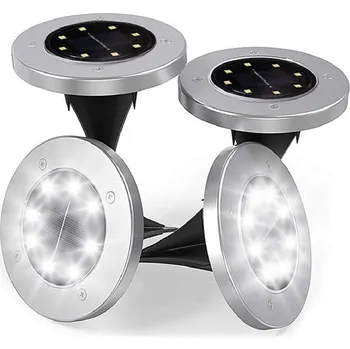 Venkovní osvětlení ZAHRADNÍ SOLÁRNÍ SVĚTLO DISK LED ZAPICHOVACÍ NÁJEZDOVÉ ZEMNÍ SVĚTLA DISKY x 4