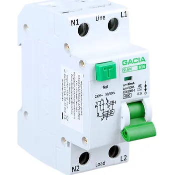 Proudový chránič GACIA PROUDOVÝ CHRÁNIČ S JISTIČEM SL6N 1P+N 2P C 20A 30mA 4,5kA AC