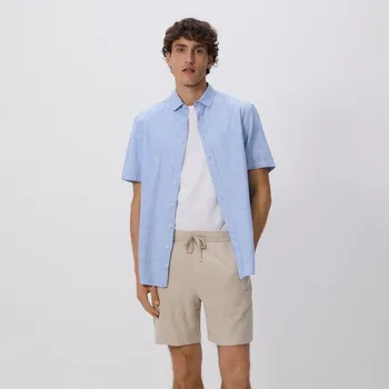 Pánské kalhoty Reserved - Kraťasy regular s příměsí lnu - béžová - 9327N-08X - 9327N-08X-XXL