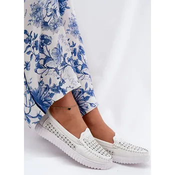 Dámské mokasíny Kožené Dámské Mokasíny S Vzorováním Vinceza VINCEZA šedá 3285661