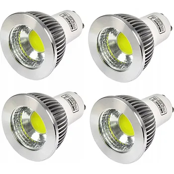 Žárovka LED ŽÁROVKA GU10 5W = 40W COB STUDENÁ BÍLÁ 4 ks
