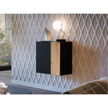 Vitrína s dekorem Bamali, Barva: černá / černá + dub wotan MIRJAN 5903211421389