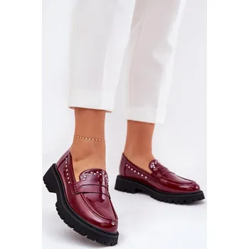 Dámské mokasíny Boto Dámské Lakované Mokasíny Se Zdobením Bordó Nallae Boto tmavě červená 3283071
