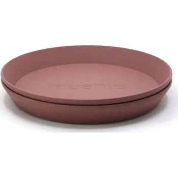 dětská jídelní sada Silikonový talířek Mushie růžový
