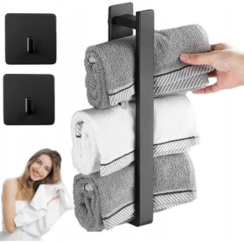 Věšák DRŽÁK VĚŠÁK NA KUCHYŇSKÉ UTĚRKY LOFT ČERNÝ OCELOVÝ NA ZEĎ 40CM