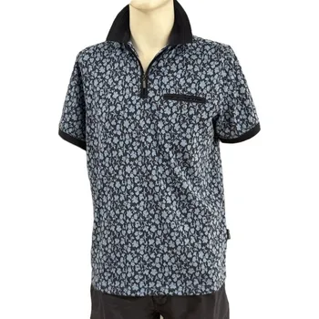 Pánské tričko HAJO PÁNSKÁ POLOKOŠILE S KVĚTINOVÝM ŽAKÁROVÝM VZOREM-MODROMODRÁ XL