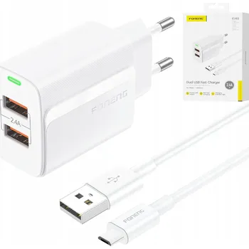 FONENG | SÍŤOVÁ NABÍJEČKA 2x USB 2.4A + KABEL USB/MICRO 1 METR