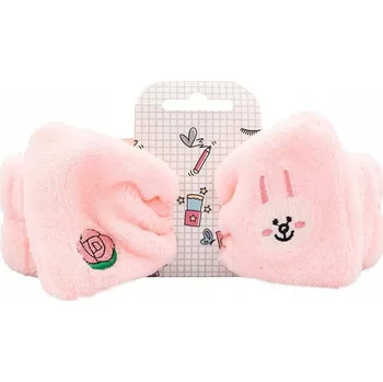 Kosmetická čelenka do vlasů s mašle, růžová, 1 ks