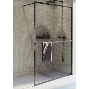Riho Lucid sprchová zástěna 90 cm černá matný/průhledné sklo G005025121