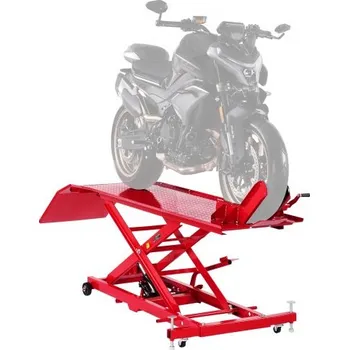 zvedák Zvedací stůl pro motocykly VEVOR, nosnost 450 kg, flexibilní a pohyblivý stojan pro motocykly o 360°, výškový rozsah 21,6–76 cm, odolný stojan na opravu motocyklů s bezpečnostním zámkem pro čtyřkolky a terénní motocykly.