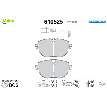Brzdová destička Sada brzdových destiček, kotoučová brzda VALEO 610525