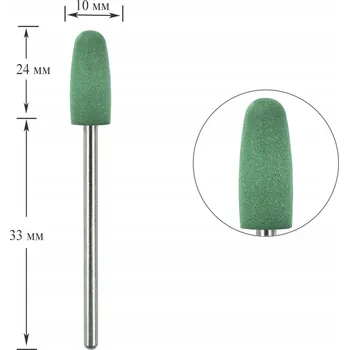 Fréza na nehty TUFI profi zelená silikonová na leštění, velký zaoblený kužel 24x10 mm