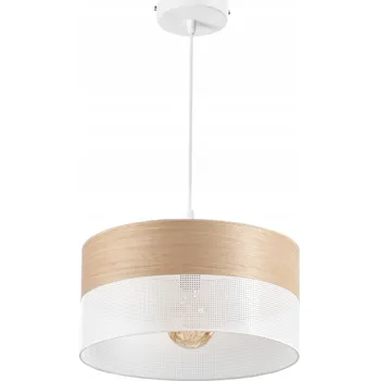 ZÁVĚSNÁ LED LAMPA STROPNÍ LUSTR STÍNIDLO S DÍRKAMI DŘEVO 30 CM E27