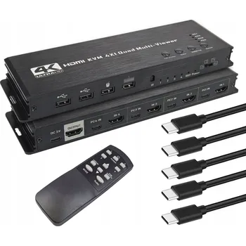 KVM přepínač KVM přepínač Polion 4x1 HDMI USB-C 4K