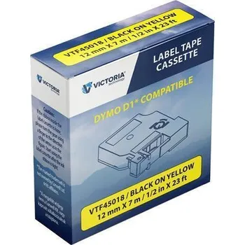 Kotouček do pokladny a tiskárny štítků Páska, černá na žluté, 12 mm x 7 m, VICTORIA TECHNOLOGY