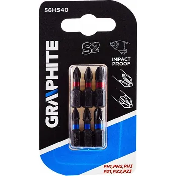 Bit Nárazové bity PH1/2/3, PZ1/2/3x25 mm 6 ks 56H540