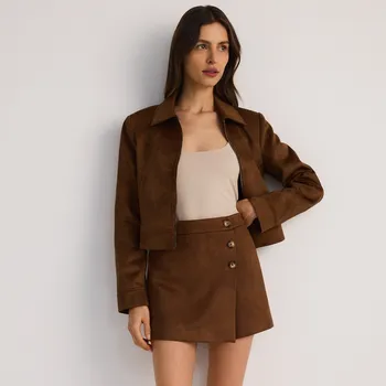 Dámské kraťasy Reserved - Kraťasová sukně z imitace semiše - zlatavá hnědá - 7399Y-82X - 7399Y-82X-XS