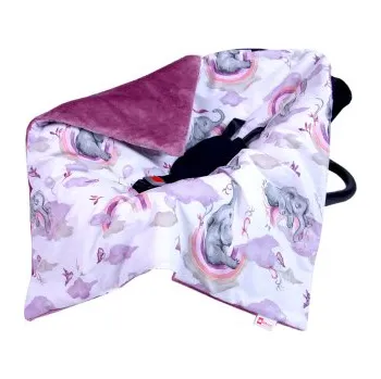 Dětská deka Oboustranná deka do kočárku minky 80x80 cm -sloníci