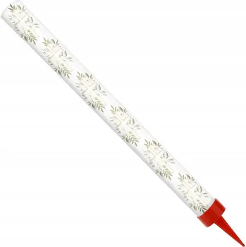 Dortová svíčka DORTOVÁ FONTÁNA pro PRVNÍ SVATÉ PŘIJÍMÁNÍ Bílá KŘÍŽ Boho - 18 cm - 60 sekund