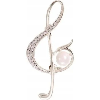 Brož PINETS Brož stříbrná Houslový klíč se zirkony