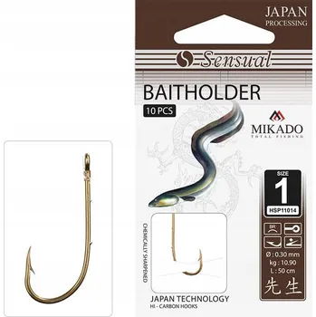 Rybářský háček Háčky zemní, spiningové, s návazcem, s otřepem Mikado Sensual Baitholder 10 ks