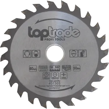 Pilový kotouč TOPTRADE kotouč pilový na dřevo, SK plátky, 24 zubů – 125 × 1,8 × 22,2/20/16 mm (401303, EAN 8591403413037) (TOPTRADE kotouč pilový, na dřevo, s SK plátky, 24 zubů, 125 x 1,8 x 22,2/20/16 mm)