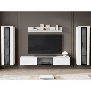 Nábytek Nábytek do obývacího pokoje Hedvis, Barva: bílá / bílý lesk, Osvětlení: bez osvětlení MIRJAN 5903211421174