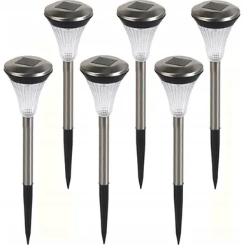 Venkovní osvětlení 6x Solární lampa LED zahradní zapichovací sloupek lucerna ocelová SuperLED