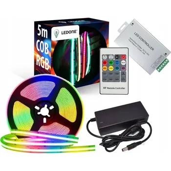 LED páska SADA 5m LED pásky 12V RGB COB 70W + Dálkový Ovladač RF 20 + Napájecí zdroj