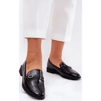 Dámské mokasíny Boto Lakované Dámské Mokasíny S Ozdobnou Přezkou Černé Mollan Boto černá 3283058