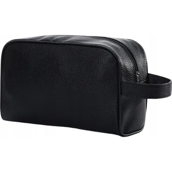 Kosmetická taška Pánská kožená cestovní kosmetická taška černá, organizér se dvěma kapsami