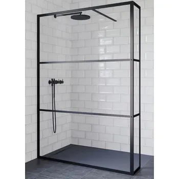 Riho Grid sprchový kout 90x30 cm černá matný/vzorované sklo G004037121
